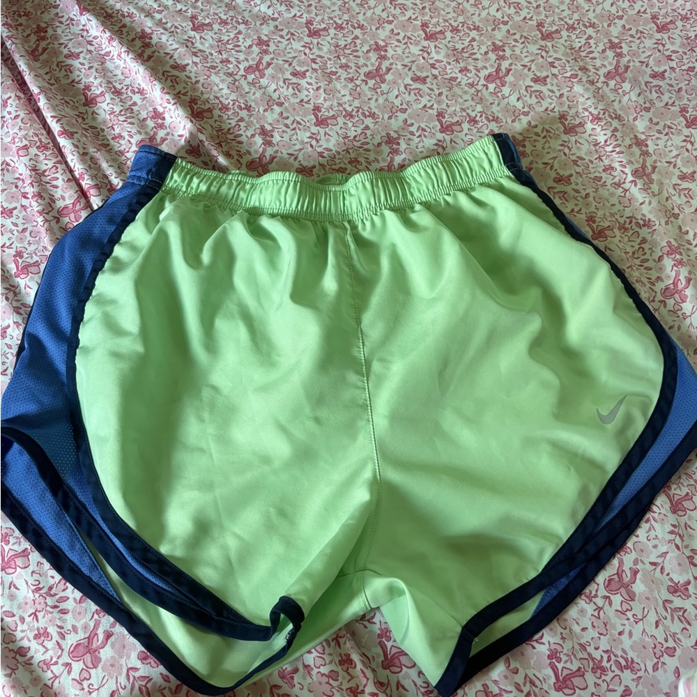 Nike Women's Lime and Navy Athletic Shorts